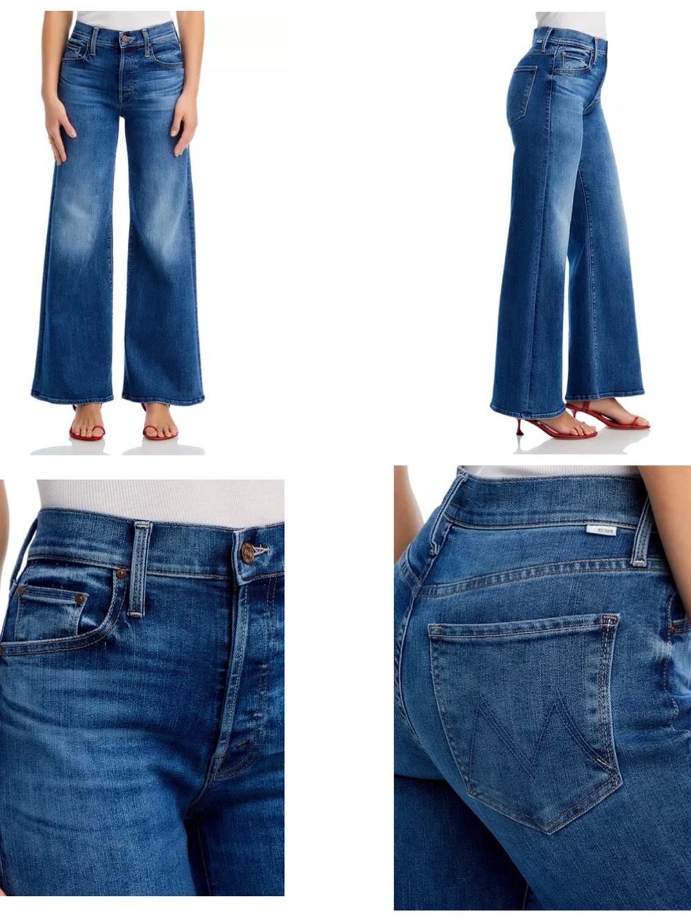 MOTHER LIL' TOMCAT ROLLER SNEAK WIDE LEG JEANS SIXTH SENSE WASH 30 - Picture 14 of 14